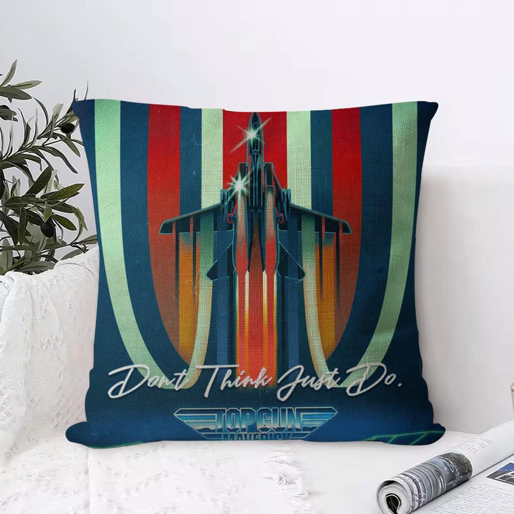 Classic Film Ttop Gun Cushion Cover Organic Linen Square Pillow Case Naturally Durable Hypoallergenic Gentle On Sensitive Skin