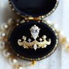 Independent Station Vintage Crown Ring Water Drop Pear Shaped Mozzarella Diamond Engagement Ring