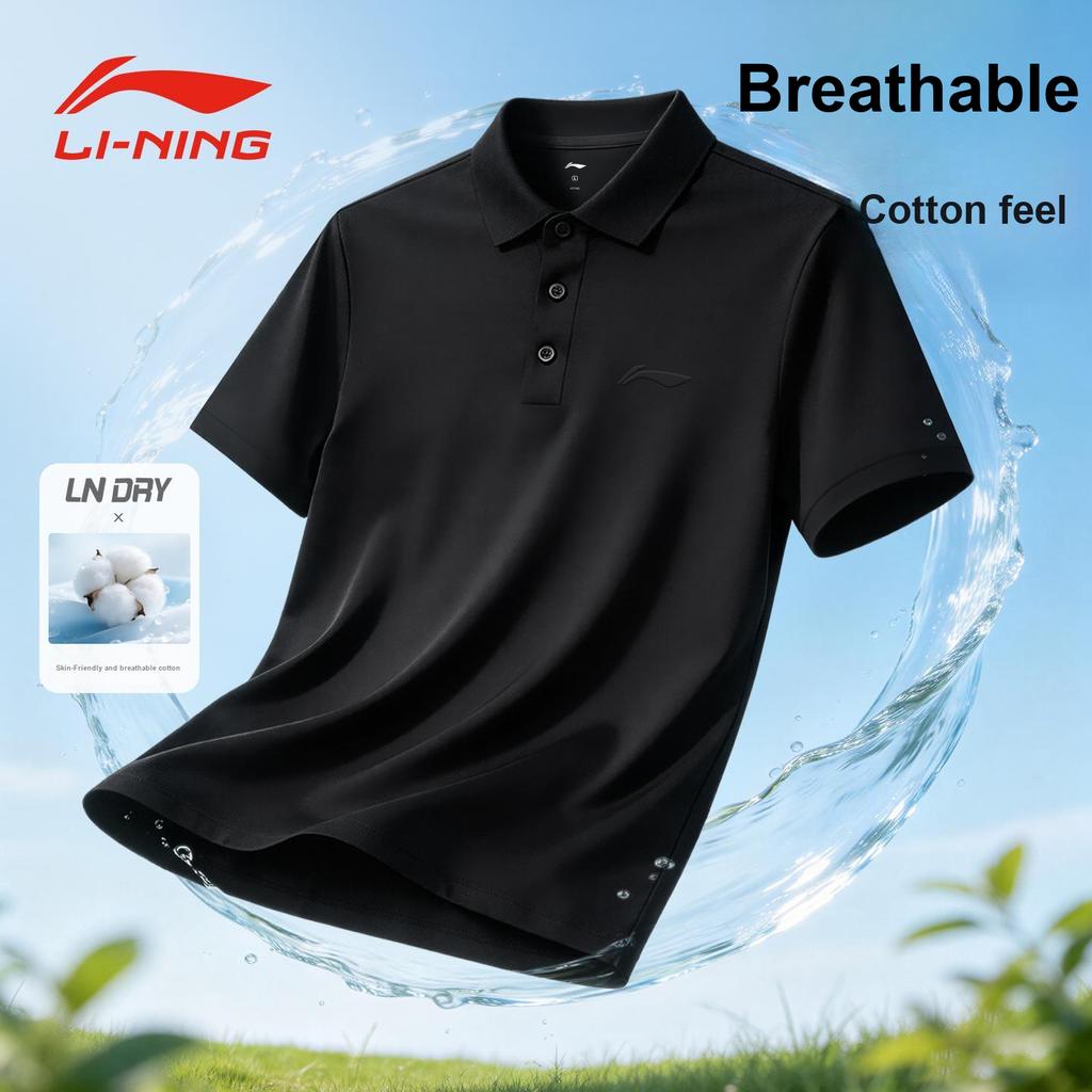 Li-Ning Minimalist Fashion Business Casual Lightweight Comfortable Versatile Classic Polo Shirt Unisex Tops YPLV064-1