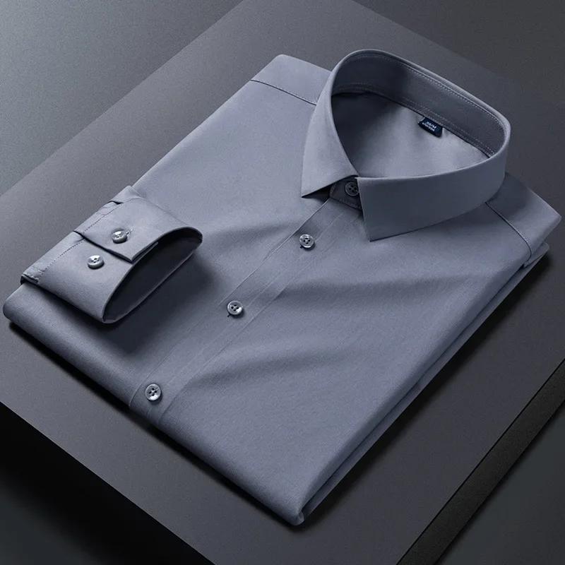 Nové Pánské Košile Proti Vráskám s Dlouhým Rukávem Společenské Košile Pro Slim Fit Camisa Social Business Blůza Bílá Košile S-8XL