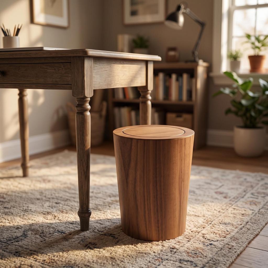 Trash Bin with Swing-Top Lid Space-Saving Wastebasket Slim for Office, Bedroom