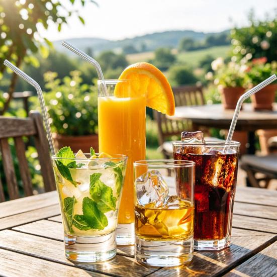 4Pcs Stainless Steel Straws Reusable Metal Drinking Straws 304 Food Grade Straight and Curved Straw Dishwasher Safe Metal Straw for Bottles Tumblers