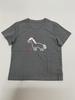 Gray Women's Round Neck Short Sleeve T-shirt with Cartoon Pony Embroidery - Pure Cotton, Summer Style, Versatile Base Layer.
