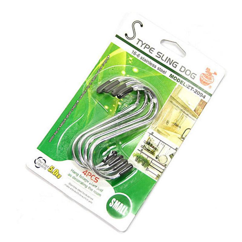 4pcs Stainless Steel Hooks Cabinet Door Back Clothes Towel Holder S-Shape Kitchen Bathroom Organizer Rack Bathrobe Hanger