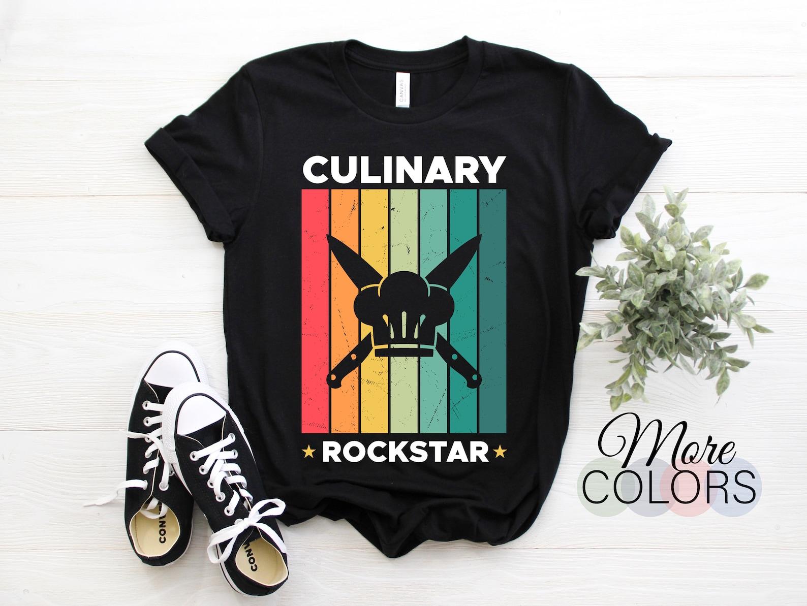 Chef Culinary Rockstar Vintage Cool Cook Pastry Chef Culinary Cooking Funny T-Shirt Chef Uniform Gifts, Restaurant Birthday Present TShirt, 150