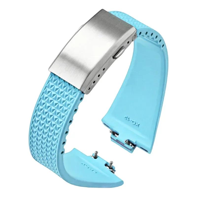 Fluoro Rubber Strap for Tissot PRX Series Super Player 35mm 40mm FKM Women Men Quick Release Folding Buckle Watch Band 11mm 12mm
