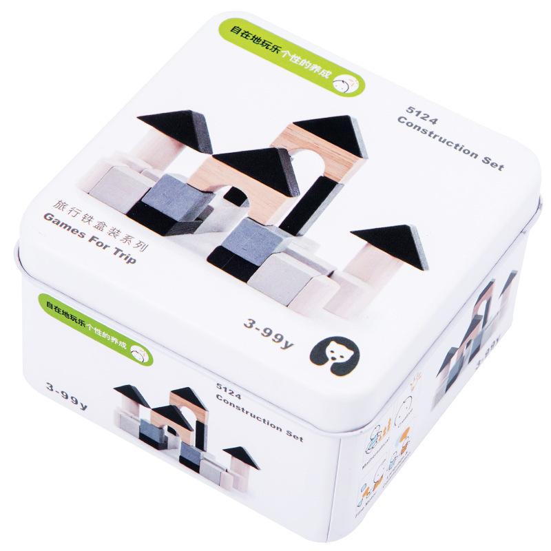 Montessori Tin Box Toys 2-6 Years Old Baby Puzzle Enlightenment Early Education Building Block Rubik'S Cube Gyro Wooden Puzzle