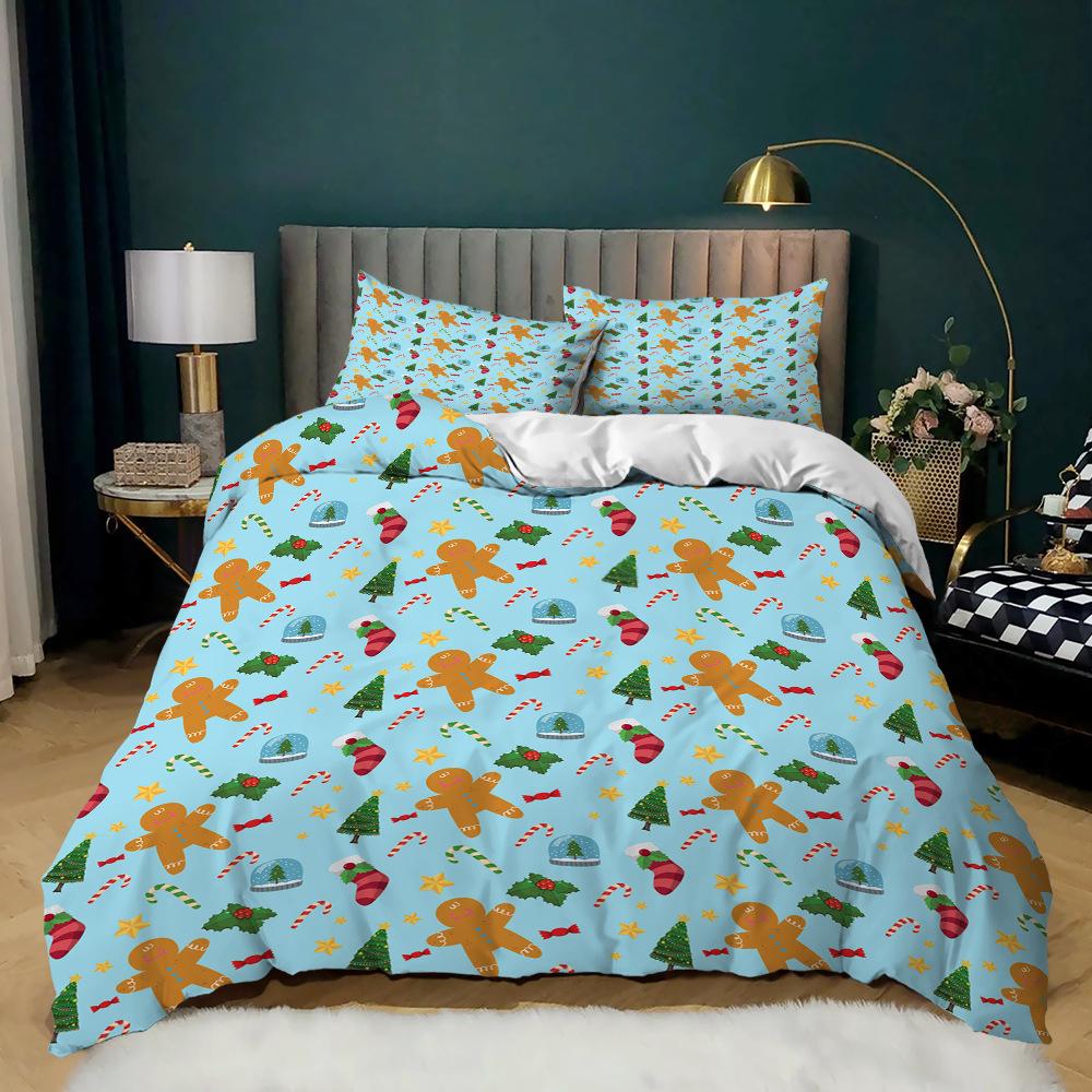 Korean Simple Three-Piece Set Love Leaf Kit Quilt Cover Bedding