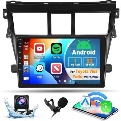 Autoradio Android 2 Din Pour Toyota Vios Yaris 2007 2008-2012 Lecteur Vidéo Multimédia Carplay Navigation GPS Avec Écran