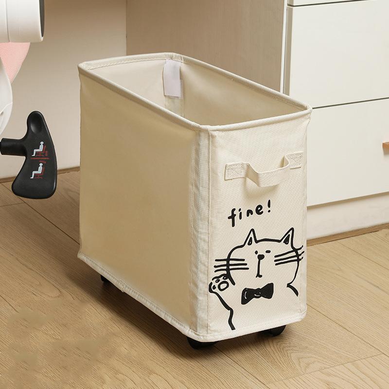 1pc Oxford Cloth Storage Basket Large-capacity Foldable Yoga Mat Fitness Equipment Storage Box Slit Storage Basket With Casters