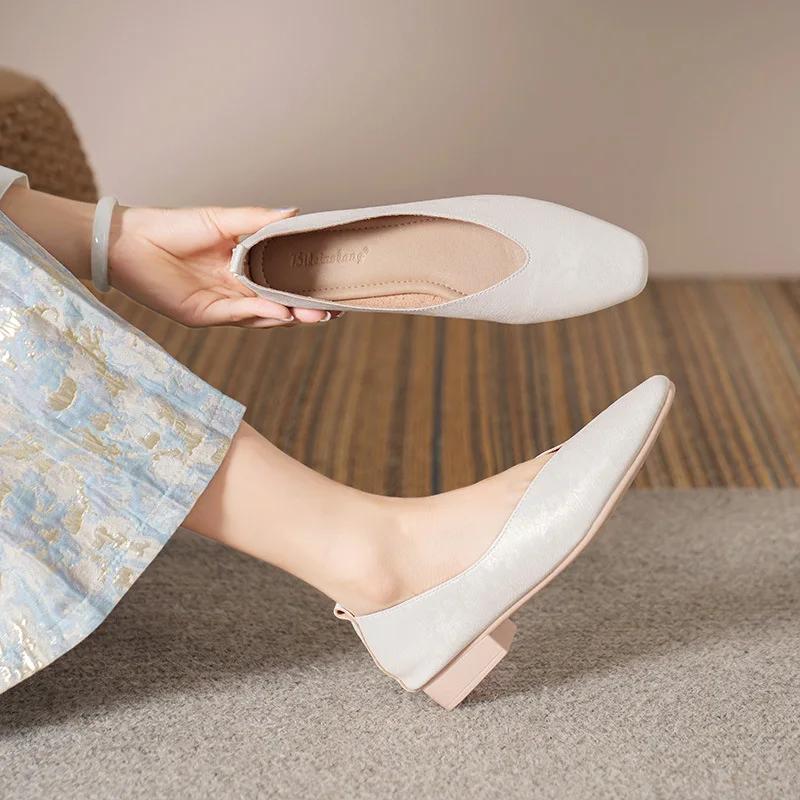 Woman Fashion Summer Square Toe Gold Green Flats Elegant Female Printing Texture Casual Buckle Mary Jane Shoes Big Size 34-43