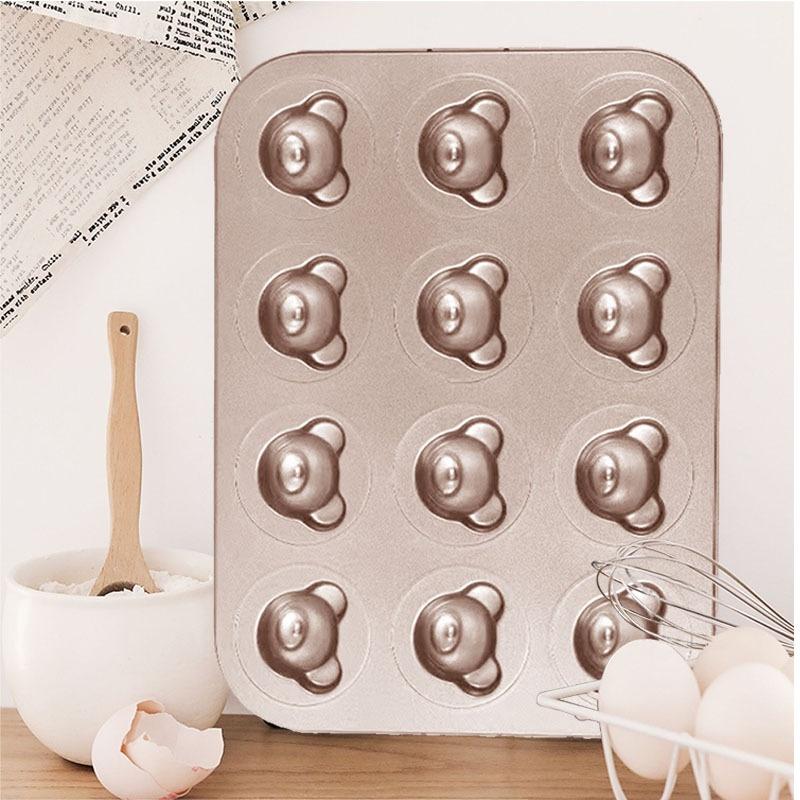 4/6/9/12 Even Bear Mold Baking Mold Pan Non-Stick Diy Cute Candy Cake Mold Tool Decoration Biscuit Candy Mold Baking Accessories