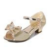 Girls Princess Sandals Summer Open-toe Elegant Children High Heels Fashion Sequins Crown Kids Causal Glitter Wedding Dress Shoes