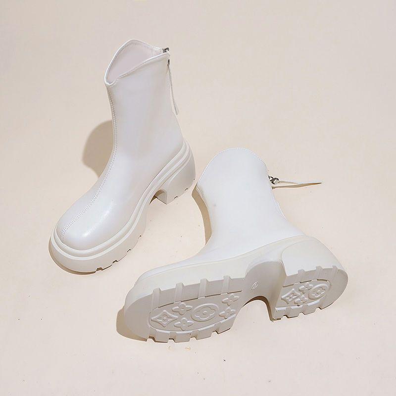 

Women s Retro V-Mouth Platform Boots, Spring 2025 - Thick-Soled, Slimming, Short Martin Style 35