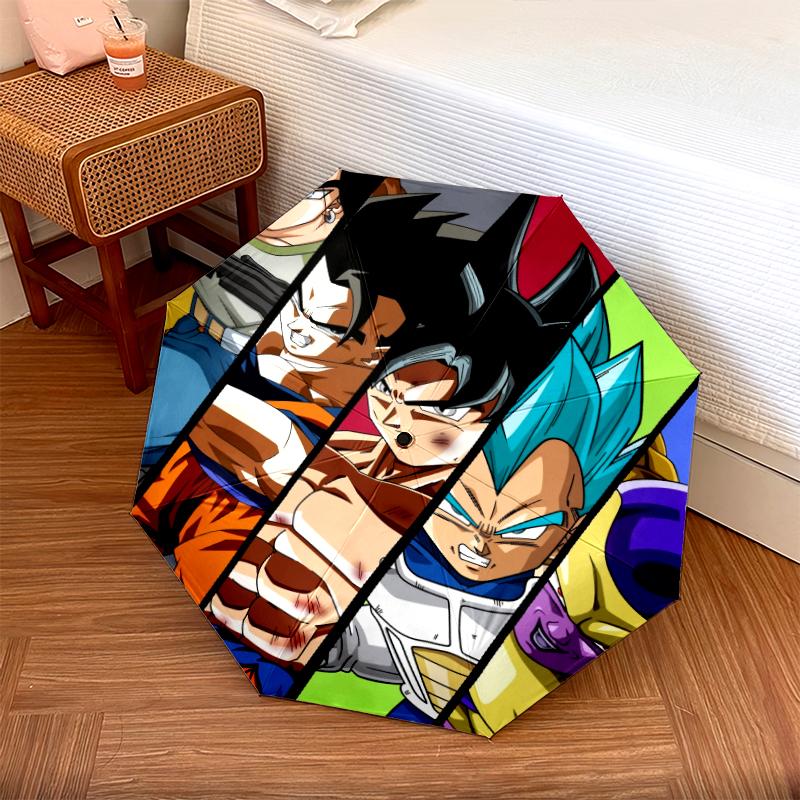 Anime Dragon Ball pattern, automatic folding umbrella, portable and foldable design, 8 ribs, a Christmas or birthday gift.