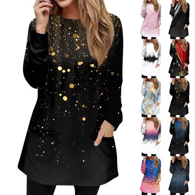 Women's Sweatshirt Pullover Active Sportswear Pocket  Print Casual Round Neck Long Sleeve Top