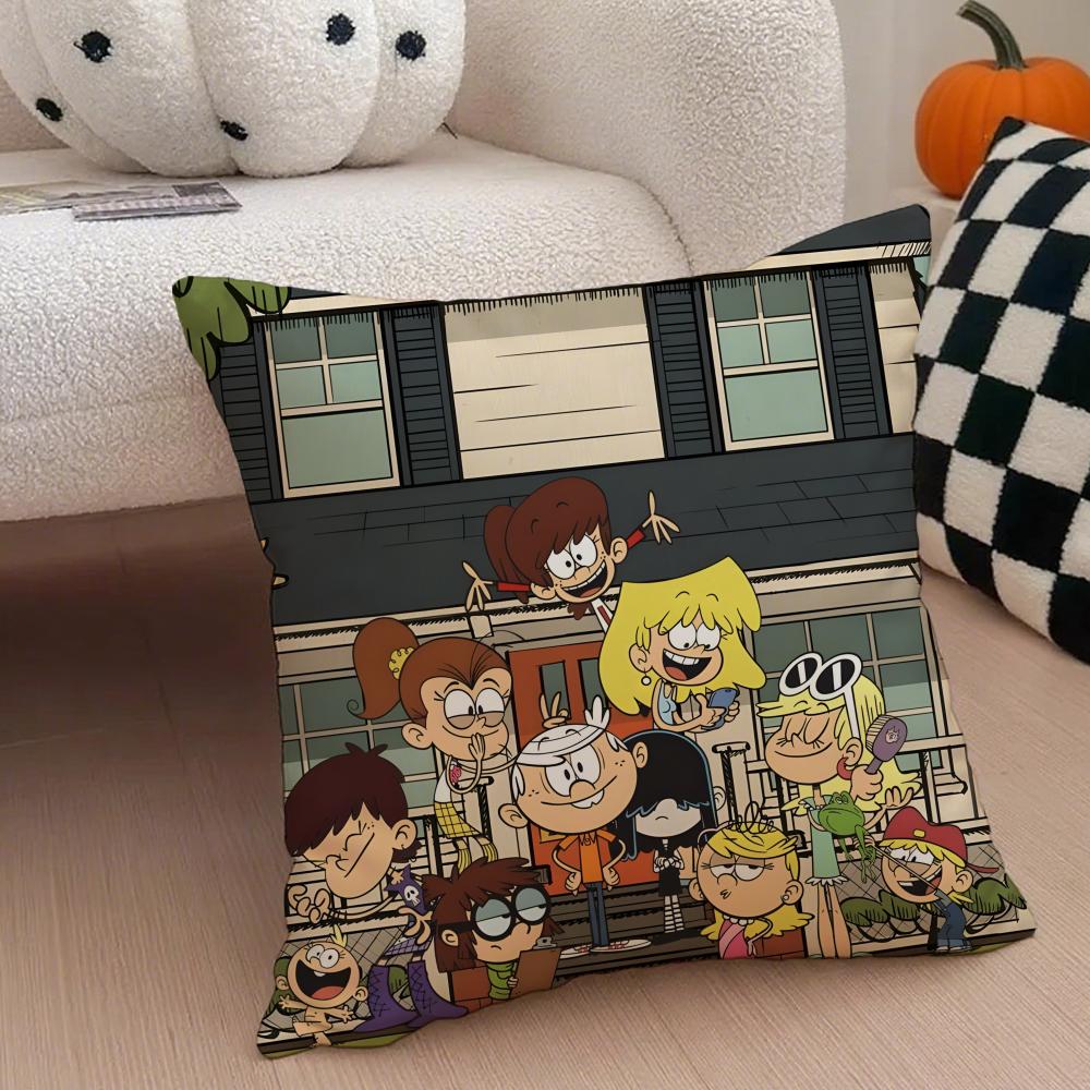 A fun TThe Loud House Cushion Cover Throw Pillow Cover Hidden Button Durable Polyester Chair Cushion