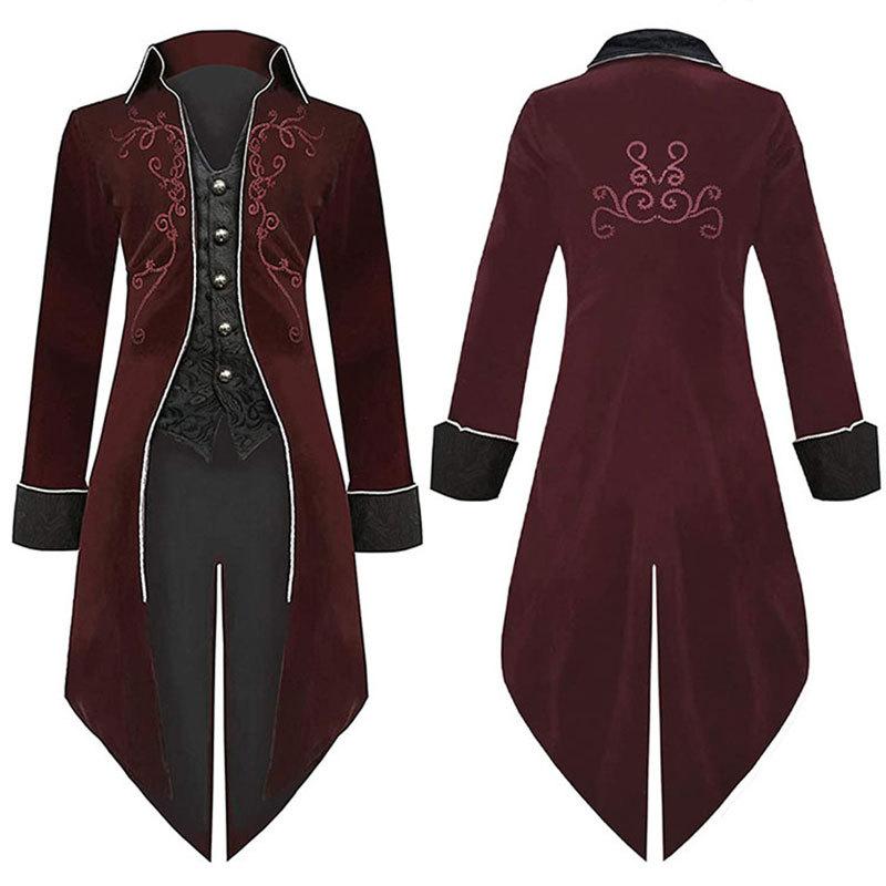 Punk Herren Mantel Lange Jacke Schwarz Gothic Steampunk Kapuzengraben Halloween Umhang