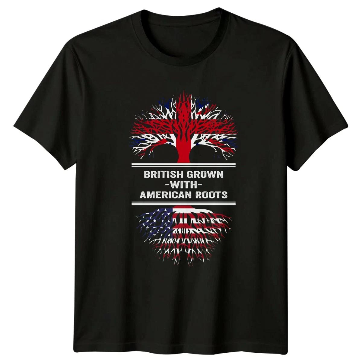 British Grown With American Roots T-Shirt British American Heritage Identity S