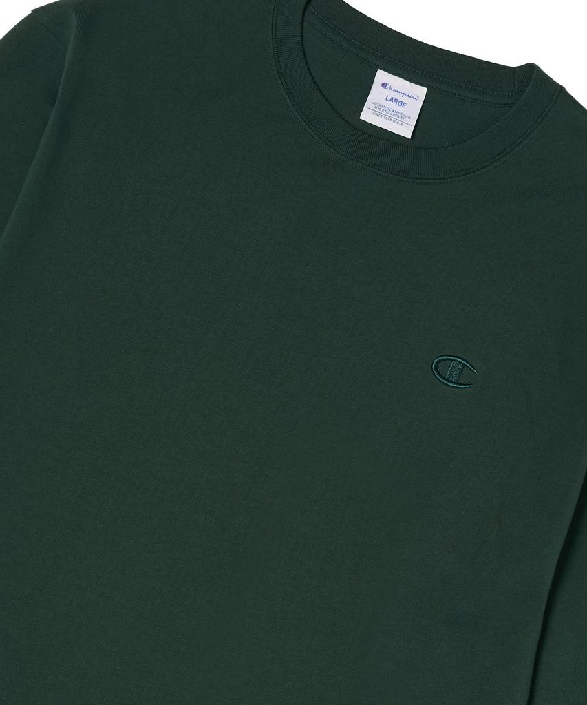 Champion C Logo Oversized Jog Tag Long Sleeve T-Shirt Dark Green