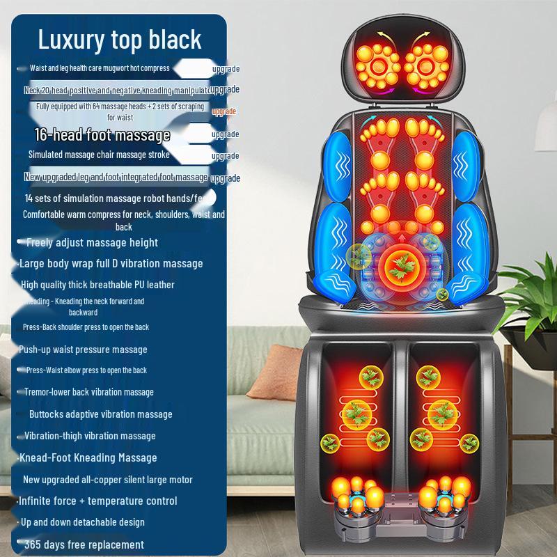 Multifunctional Full Body Massage Cushion with Heat, Kneading, and Vibration for Waist and Back.