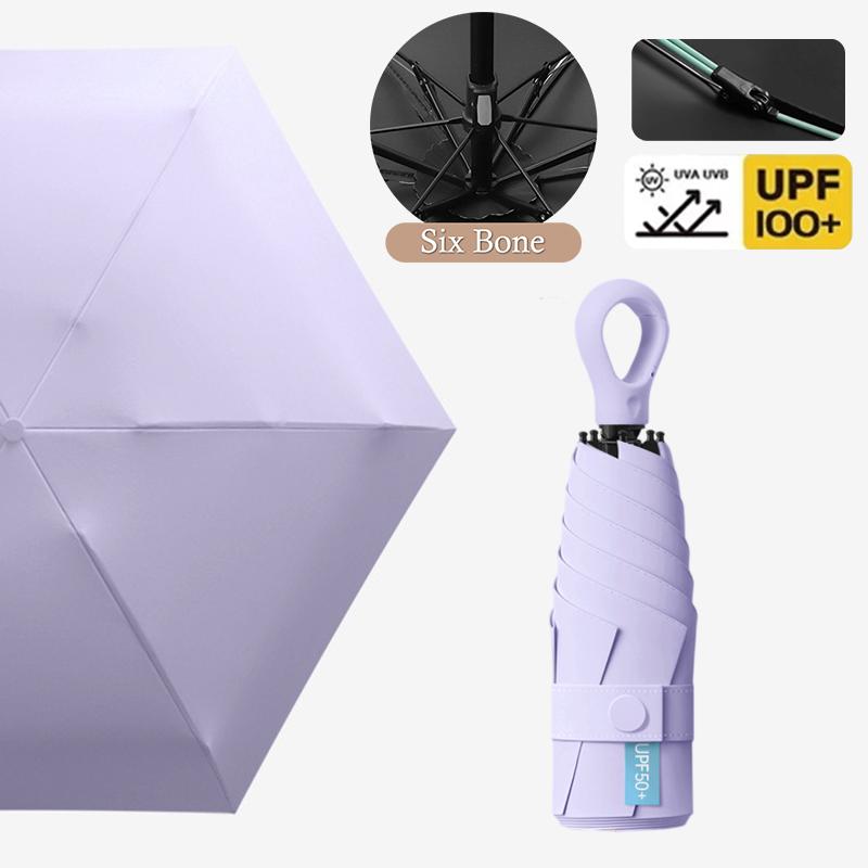 Uv Protection Mini Umbrella Ultralight 6-Fold Portable Sunshade For Women Outdoor Beach Travel Compact Windproof Quick Dry