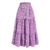 Women's Ruffled Spring Casual Long Skirt Plain Color Skirt Retro Pleated Skirt