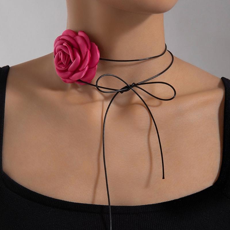 Simple Flowers Neckband Bracelet Lace Up Chokers Jewelry Temperament Neck Chain Elegant Clavicle Chain Necklace Jewelry