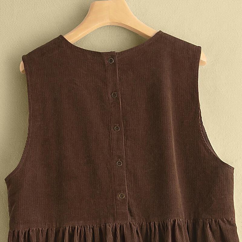 Women's Solid Color Waist-Cinching A-Line Vest Dress