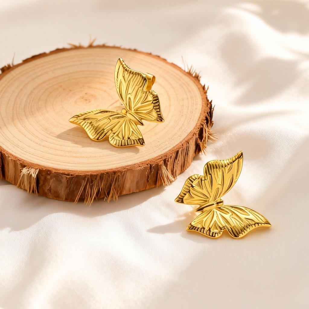 Fashion Stainless Steel Butterfly Earrings,18K Gold Plated Waterproof Earrings for Women,New Trendy Charm Jewelry Gift