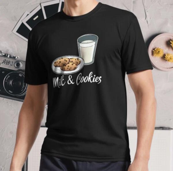 New Shirt Milk and Cookies wording Active Logo T-Shirt Funny Size S - 5XL 3XL