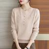 Nowy Wiosenno-Jesienny Luźny Sweter Dzianinowy Okrągły Dekolt Modny Wszechstronny Dzianinowy Top z Długim Rękawem Koszulka Bazowa dla Matki