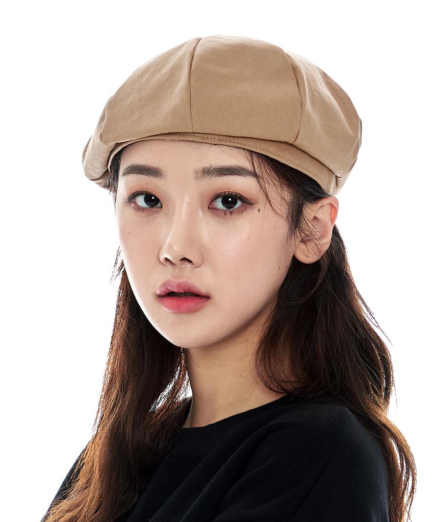 Luoeseupaeg Cotton Newsboy Cap (Beige)