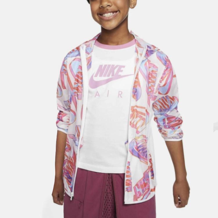 Nike Full Print Hooded Zip Jacket Kids Jackets White CK1335-100