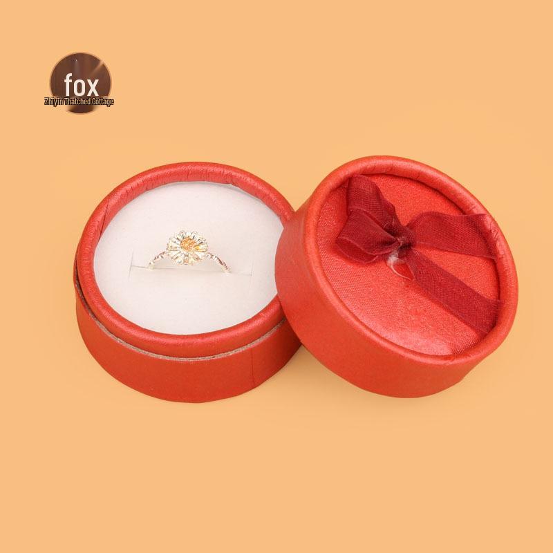 Small Bowknot Round Jewelry Box for Rings and Earrings