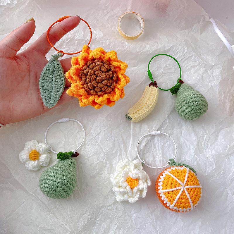 

Artificial Crocheted Fruit Bags Pendants Keychain Decorative Knitted Gift Accessories
