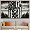 Peach Skin Tapestry Deer Hunting American Flag Wall Hanging Rustic Black and White Elk Forest Man Cave Cabin Decor Living Room