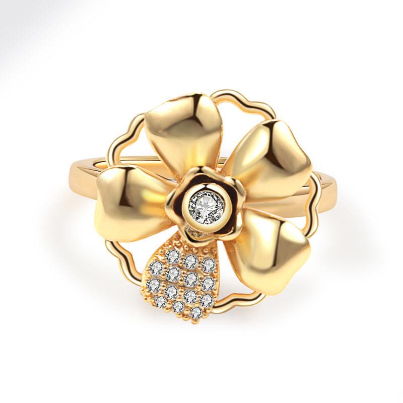Mote Fidget Spinner Ring Angst for Kvinner Flere Krystall Solsikke Fingerringer Roter Anti Stress Zirkon Bryllupsgave