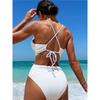 Sexy Backless One Piece Swimsuit For Women High End Spa Style Solid Color European American Design Feminine Tie Detail Elegant Swimwear