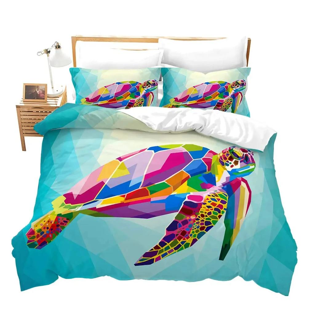 Sea Turtle Duvet Cover Underwater World Themed Marine Life Bedding Set for Women Teen Boys and Girls Gift for Bedroom Decoration
