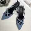2025 New Women's Jeans Heeled Sandals Pointed High Heel Office Lady Shoes Beautiful Women High Heels  Shoes  Sandalias Mujer