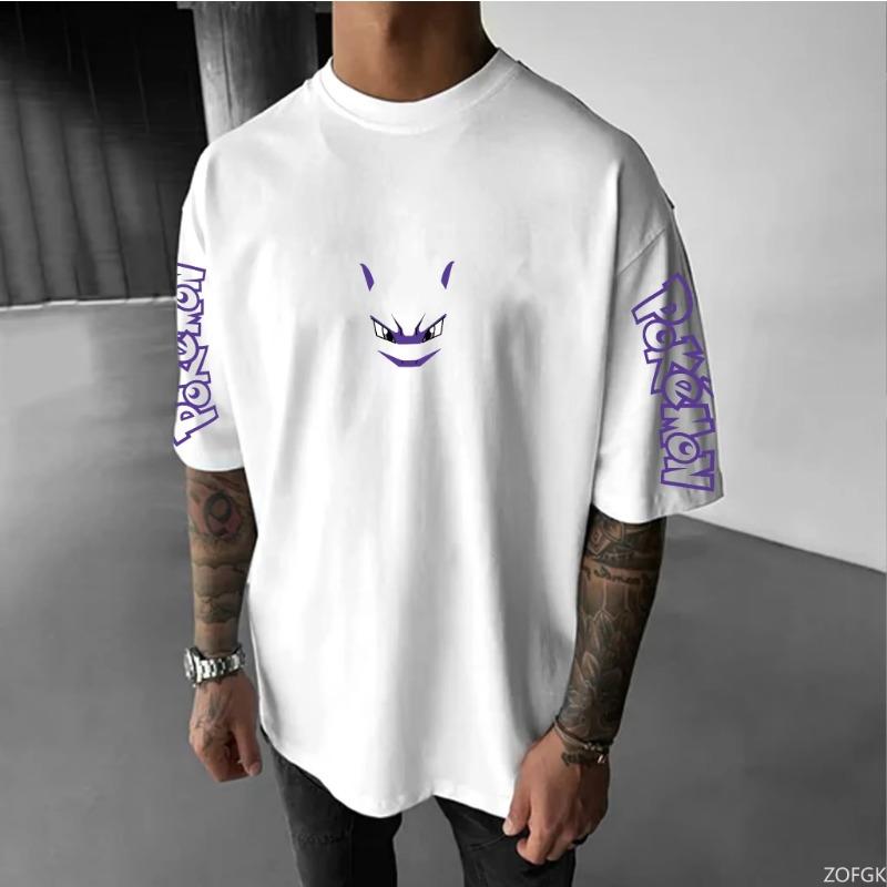 Anime Pokemon Nadruk Oversizowe Męskie Koszulki Lato Y2k Odzież Damska Koszulka z Krótkim Rękawem Bawełniane Codzienne Topy Hip-hop Streetwear