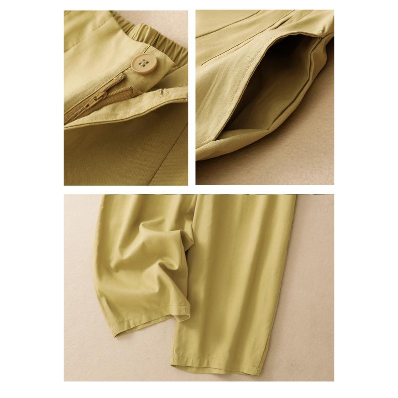 DIMANAF 2026 Summer New Plus Size Women Long Pants Cotton Linen Vintage Loose Elastic Waist Casual Lady Bottoms Clothing