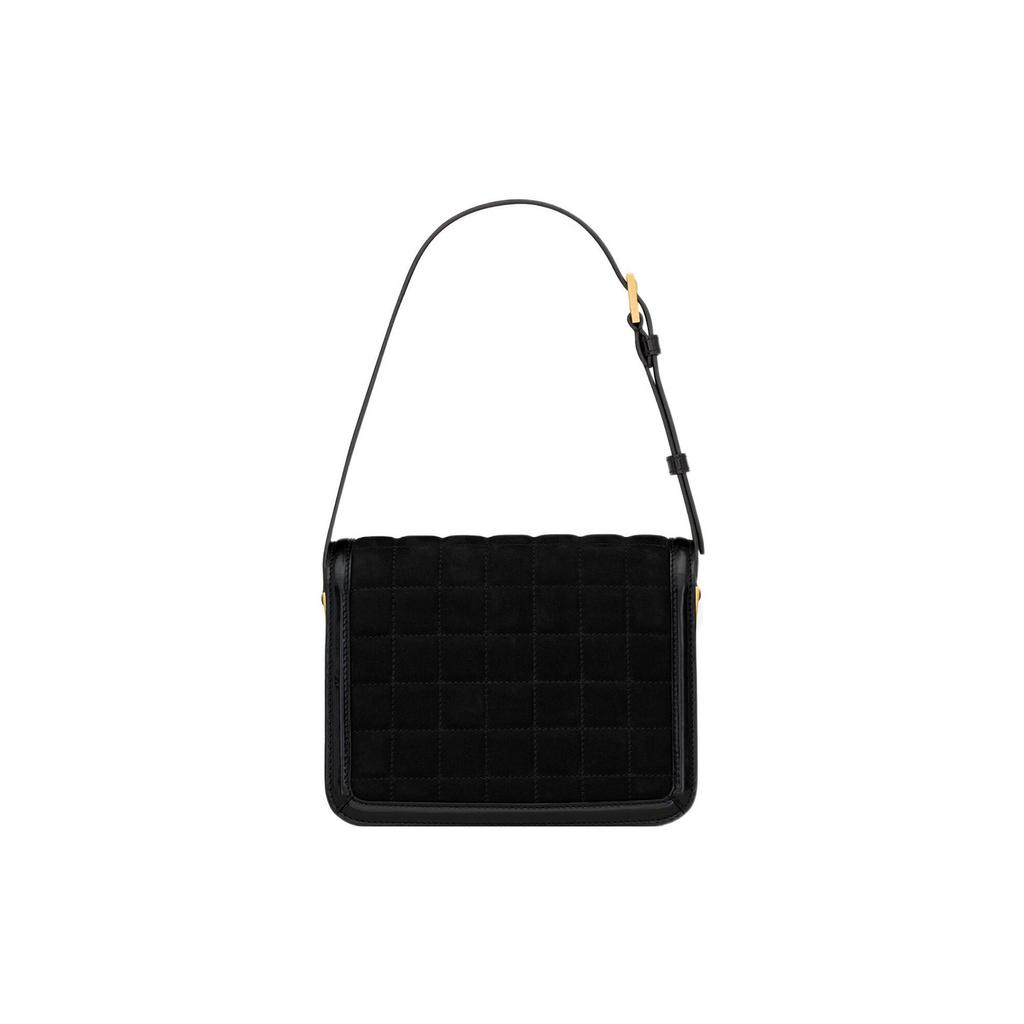 Saint Laurent Logo Plaque Quilted Shoulder Bag Black Women Shoulder_bags 739139-AABR9-1000