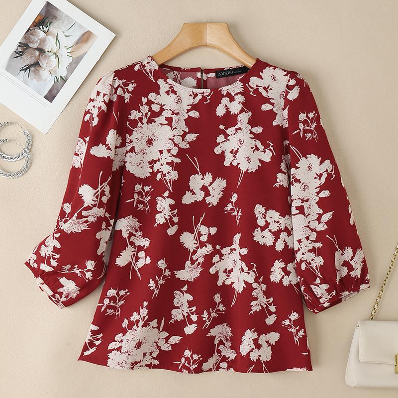 ZANZEA Floral Print Summer Casual 3/4 Sleeve Loose Blouse