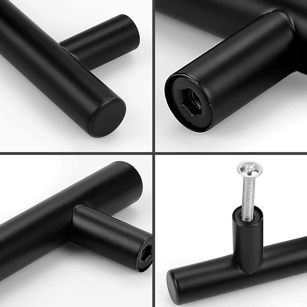 2 Inch Cabinet Pulls Matte Black Stainless Steel Kitchen Drawer Pulls Cupboard Handle T Round bar Cabinet Handles