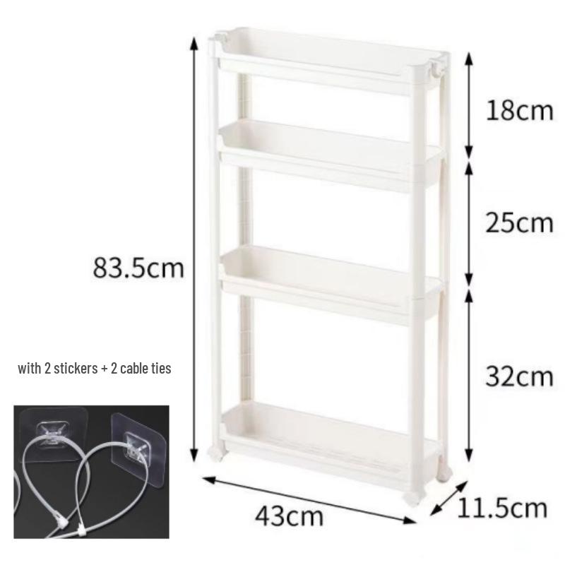 Slim Behind-Door Storage Trolley: Multi-Layer Shelf for Bathroom & Toilet.