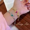 Retro Brushed Cherry Blossom Paraiba Bracelet Niche Light Luxury Exquisite High-End Jewelry Live Broadcast