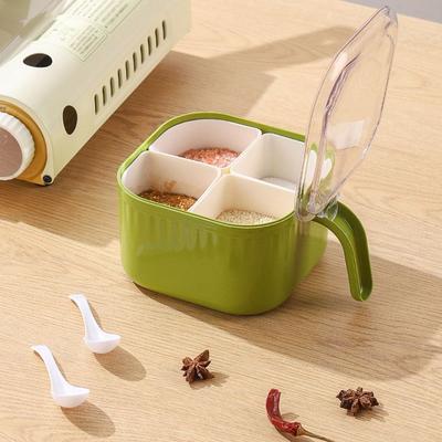 4 In 1 Condiment Jar Moisture-proof Spice Container Easy To Clean Seasoning Box  Cooking