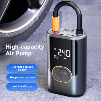 Přenosný kompresor na nafukování pneumatik 150 PSI 4000 mAh baterie Inteligentní pumpa na jedno kliknutí pro auto, motocykl, jízdní kolo, tlakoměr LED, rychlé nafukování